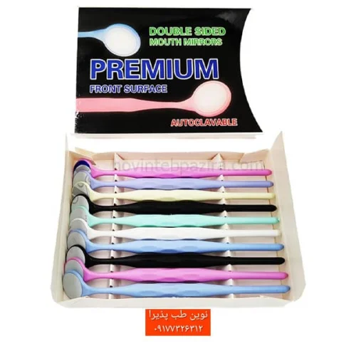 آینه معاینه دندانپزشکی دوطرفه Premium مدل ارگوفرم – بسته ۱۰ عددی قابل اتوکلاو