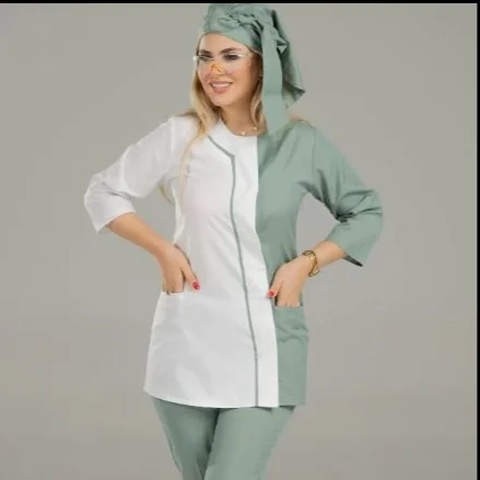 اسکراب پزشکی 2 رنگ سدری سفید — تصویر ۴