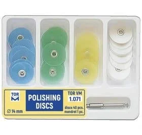 کیت دیسک پرداخت مرکزدار-چهار رنگ + ماندرل 40 عددی تور و ام TOR VM Polishing Disc Kit