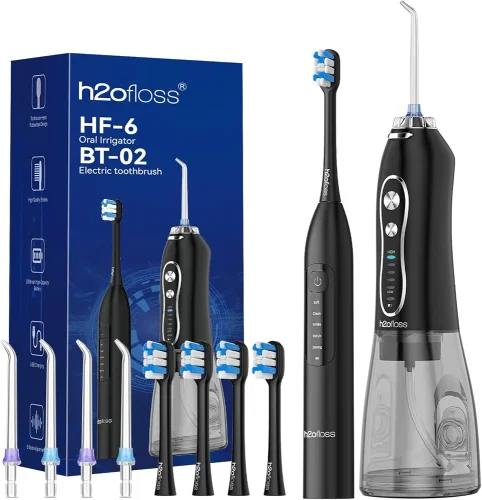 پک اقتصادی واتر جت HF-6 و مسواک برقی BT-02 برند H2O Floss