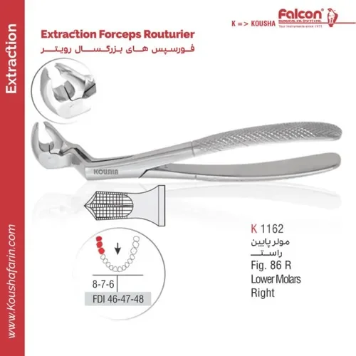 فورسپس مولر پایین راست // Fig. 86 R // کوشا