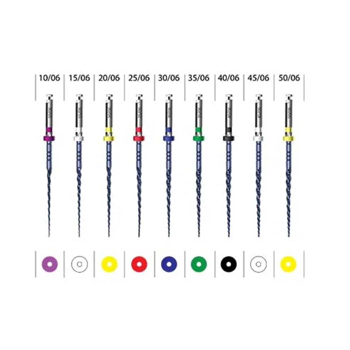 فایل روتاری آبی تیپر ثابت 6% طولIncidental 25mm