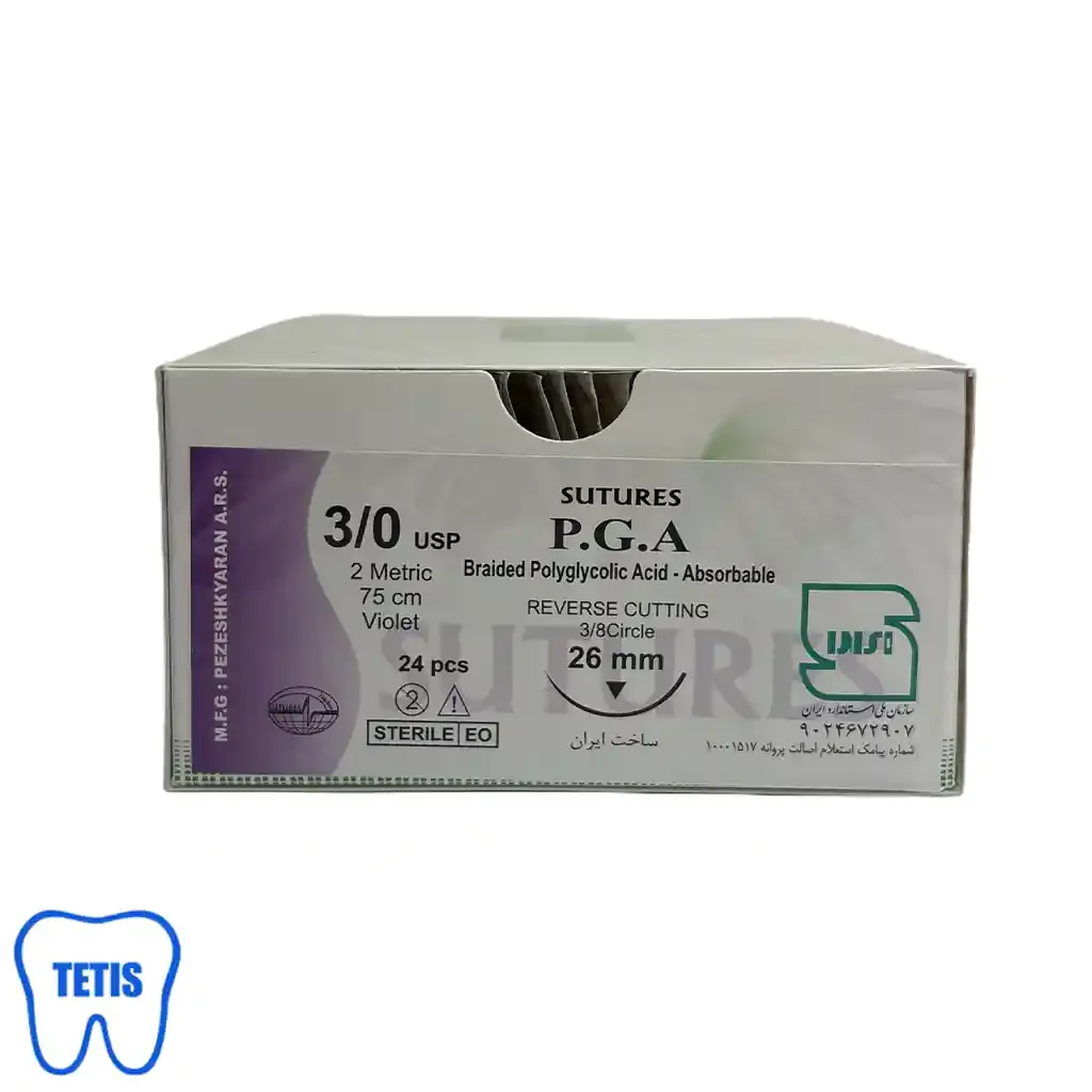 نخ بخیه P.G.A سوچرز 3/0 با سوزن 26 — تصویر ۲