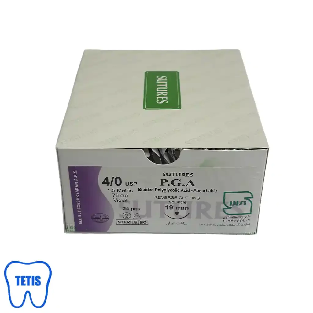 نخ بخیه P.G.A سوچرز 4/0 با سوزن 19 — تصویر ۲