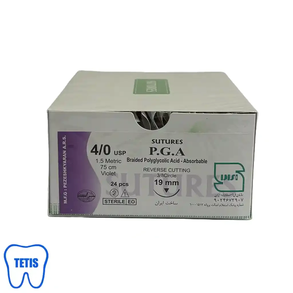 نخ بخیه P.G.A سوچرز 4/0 با سوزن 19 — تصویر ۳