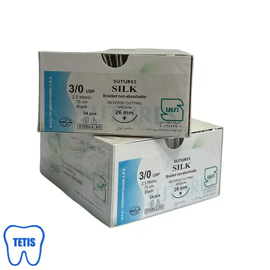 نخ بخیه سیلک سوچرز 3/0 با سوزن 26