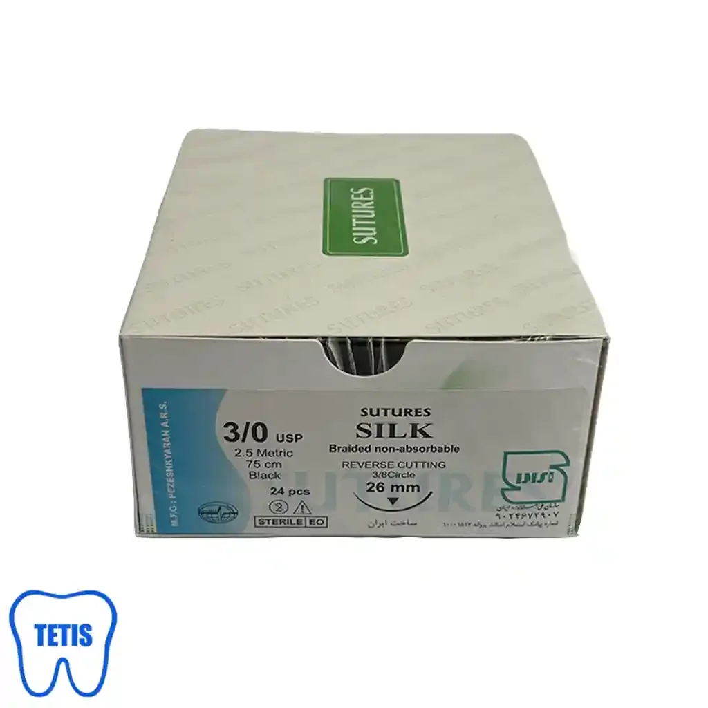 نخ بخیه سیلک سوچرز 3/0 با سوزن 26 — تصویر ۳