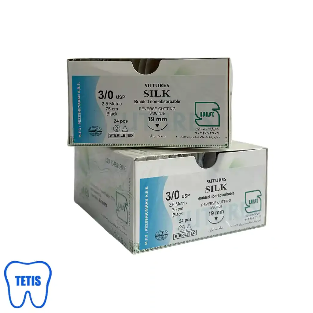 نخ بخیه سیلک سوچرز 3/0 با سوزن 19