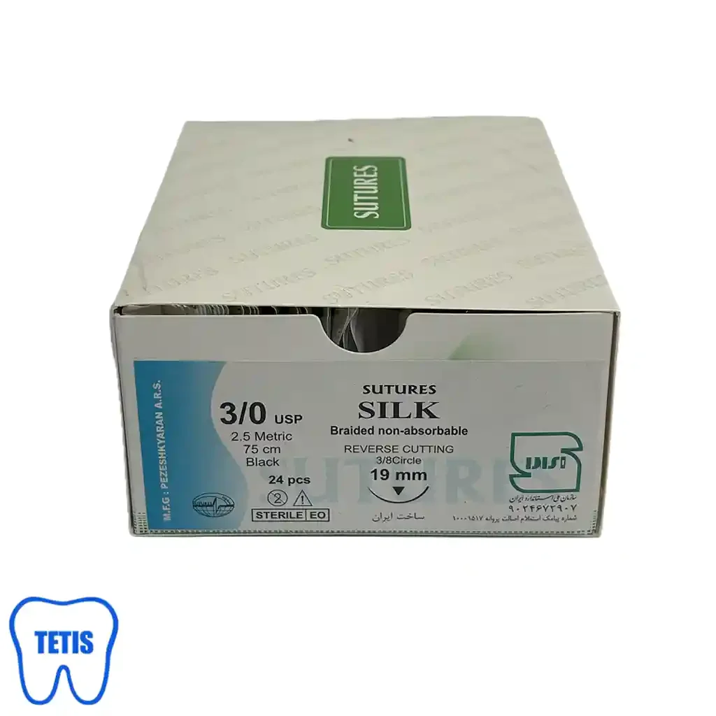نخ بخیه سیلک سوچرز 3/0 با سوزن 19 — تصویر ۲
