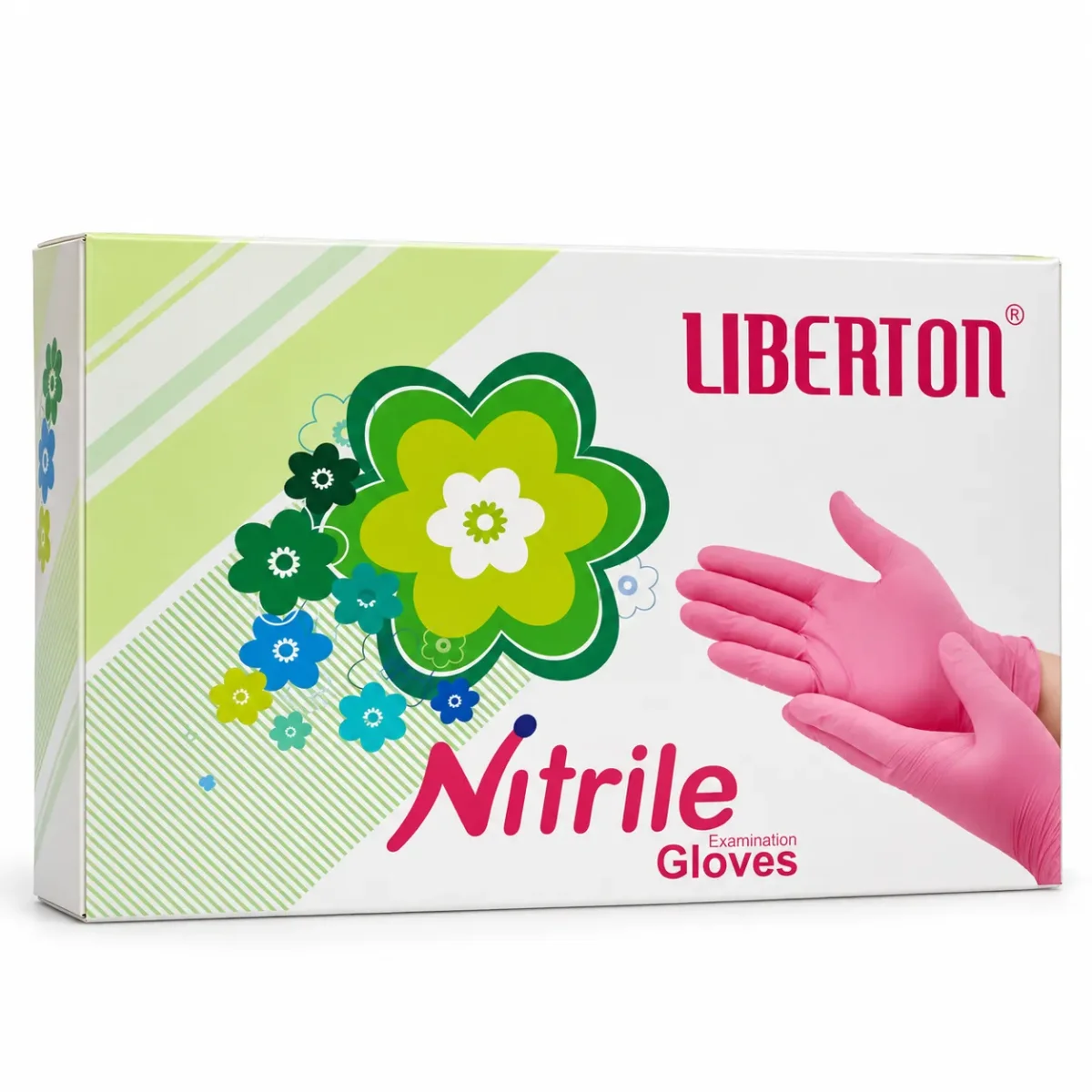 دستکش نیتریل صورتی لیبرتون (Liberton) بدون پودر